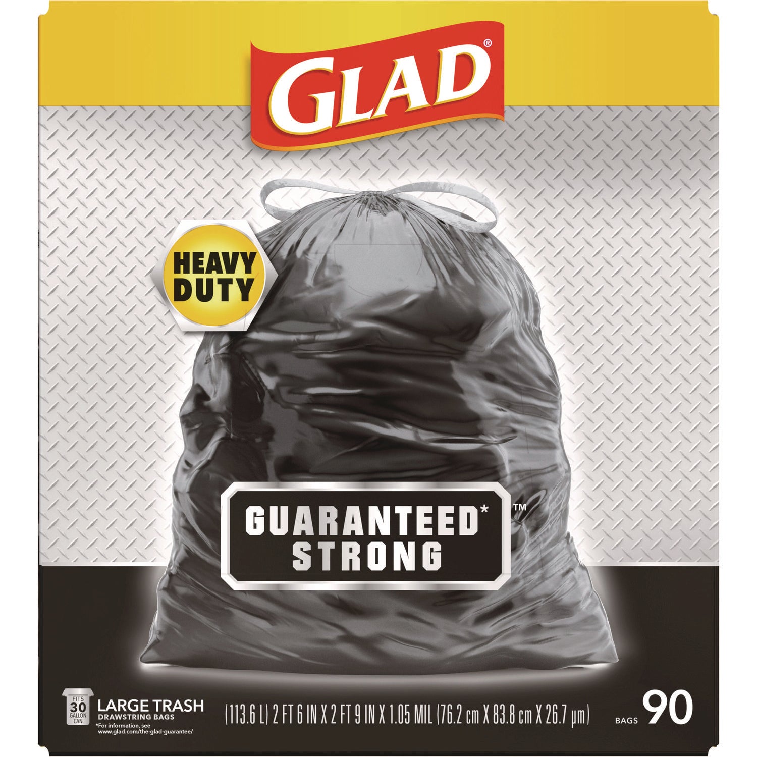 Drawstring Large Trash Bags, 30 gal, 1.05 mil, 30" x 33", Black, 90/Carton - 2