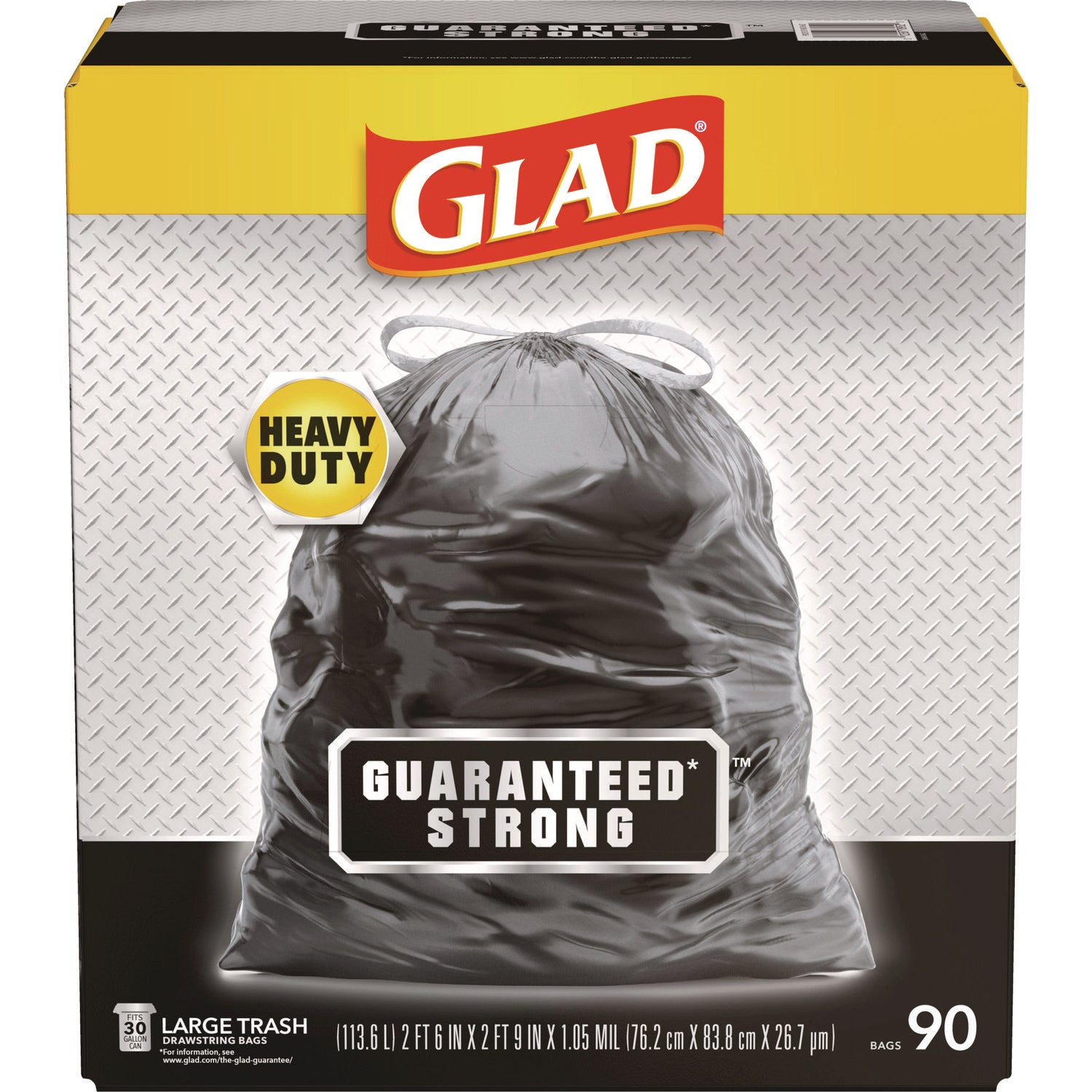 Drawstring Large Trash Bags, 30 gal, 1.05 mil, 30" x 33", Black, 90/Carton - 1