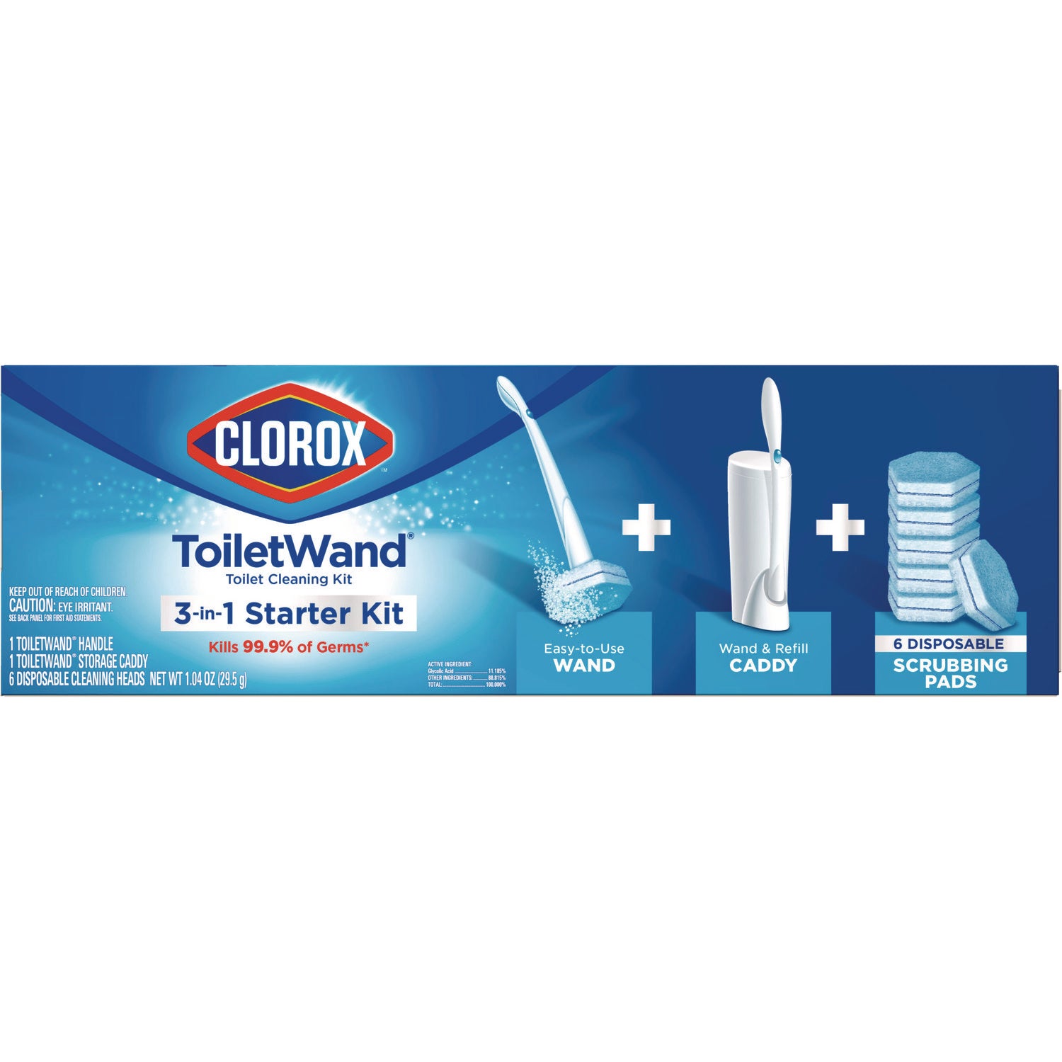ToiletWand Disposable Toilet Cleaning System: Handle, Caddy and Refills, White, 6/Carton - 2