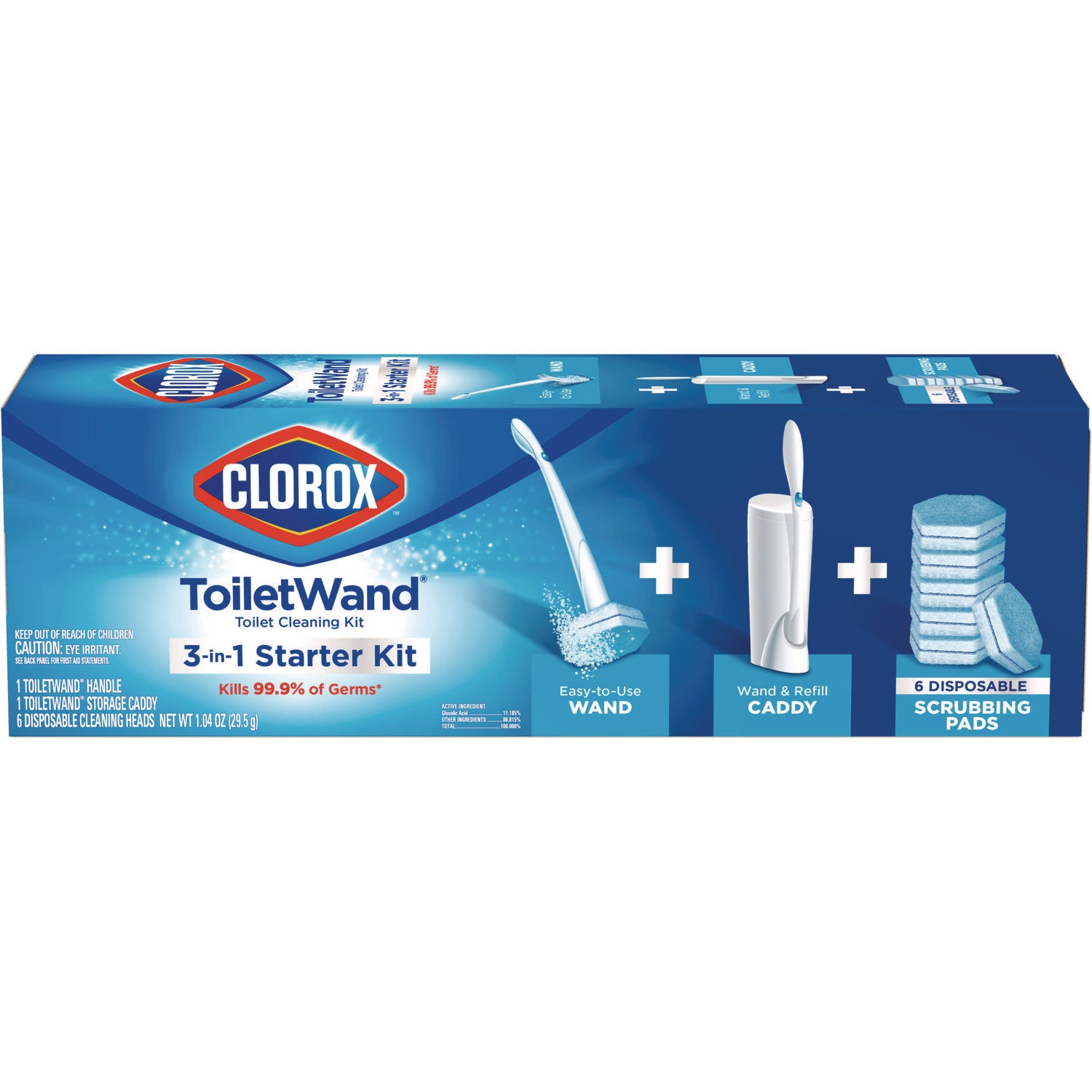 ToiletWand Disposable Toilet Cleaning System: Handle, Caddy and Refills, White, 6/Carton - 1