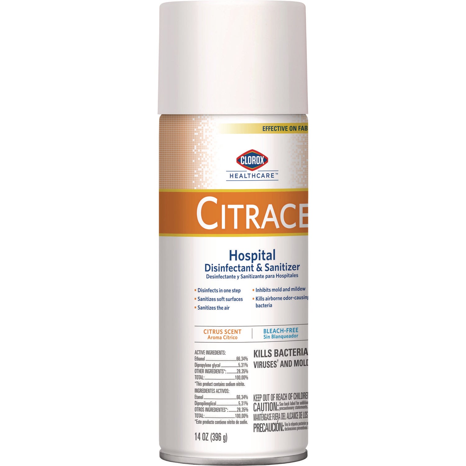 Citrace Hospital Disinfectant and Deodorizer, Citrus, 14 oz Aerosol Spray, 12/Carton - 2