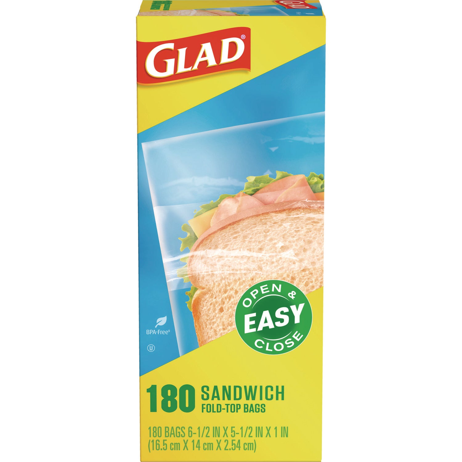 Fold-Top Sandwich Bags, 6.5" x 5.5", Clear, 180/Box, 12 Boxes/Carton - 2