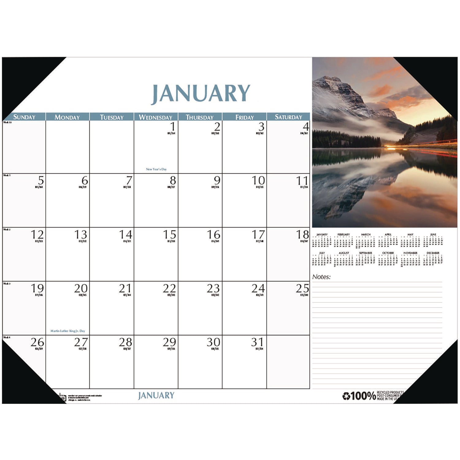 Earthscapes Scenic Desk Pad Calendar, Scenic Photos, 18.5 x 13, White Sheets, Black Binding/Corners,12-Month (Jan-Dec): 2024 - 2
