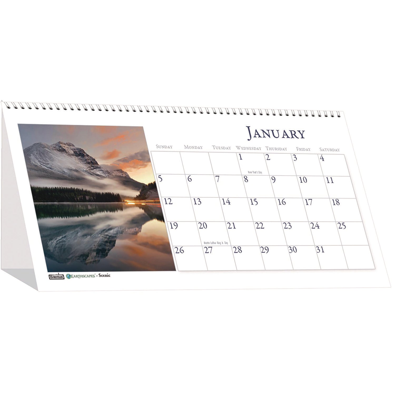 Earthscapes Recycled Desk Tent Monthly Calendar, Scenic Photography, 8.5 x 4.5, White Sheets, 12-Month (Jan to Dec): 2024 - 2