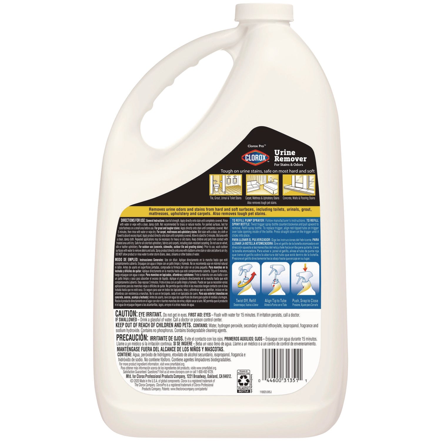 Urine Remover for Stains and Odors, 128 oz Refill Bottle - 2