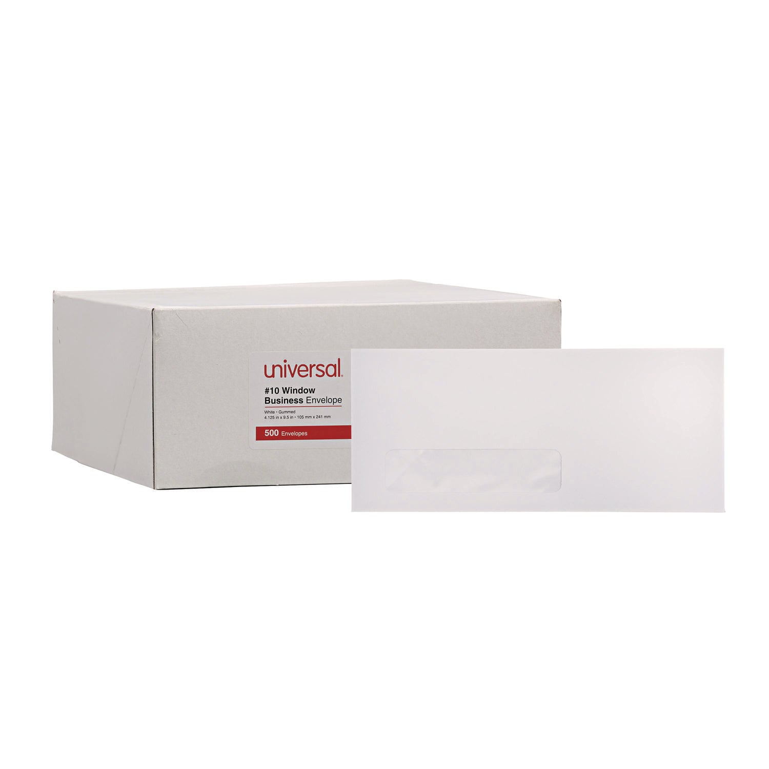 Open-Side Business Envelope, 1 Window, #10, Commercial Flap, Gummed Closure, 4.13 x 9.5, White, 500/Box - 1