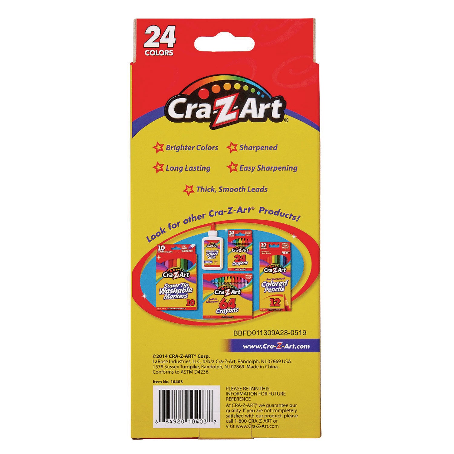Colored Pencils, 24 Assorted Lead and Barrel Colors, 24/Set - 2