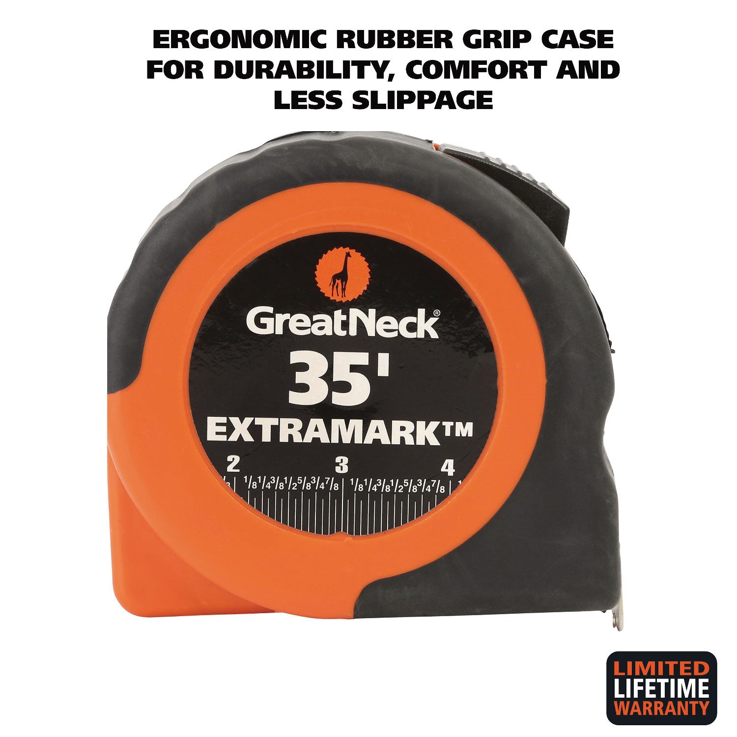 ExtraMark Tape Measure, 1" x 35 ft, Steel, Yellow/Black - 2