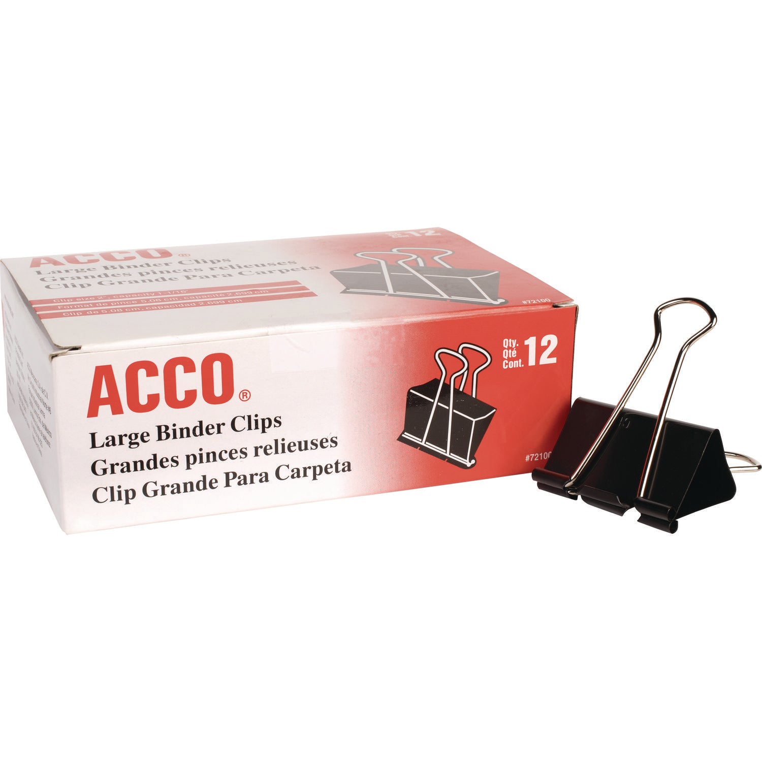 Binder Clips, Large, Black/Silver, Dozen - 1