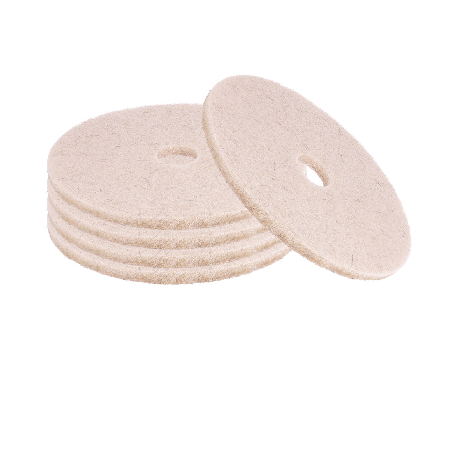 Natural Hog Hair Burnishing Floor Pads, 17" Diameter, Tan, 5/Carton - 2