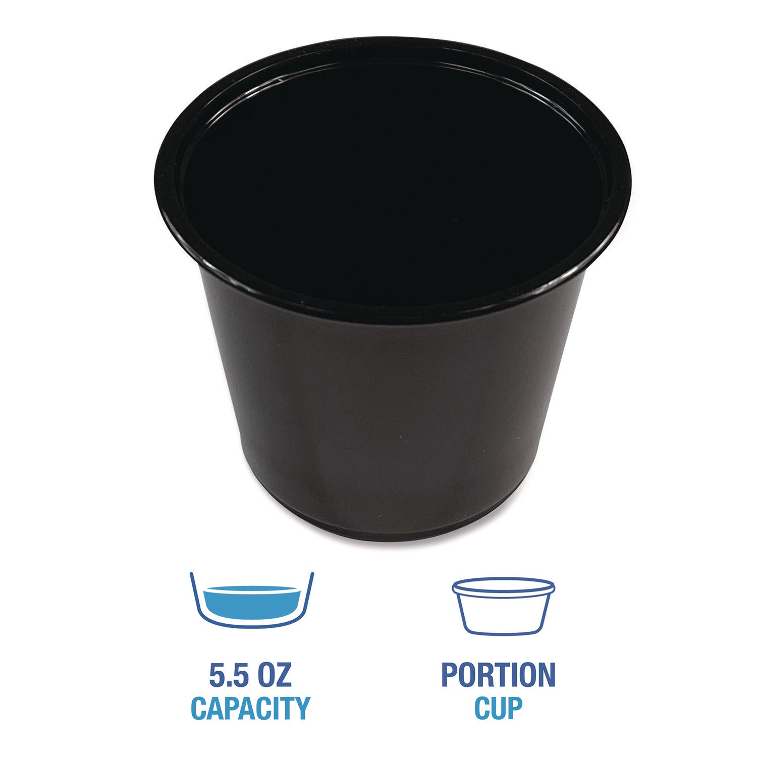 Souffle/Portion Cups, 5.5 oz Polypropylene, Black, 2,500/Carton - 2
