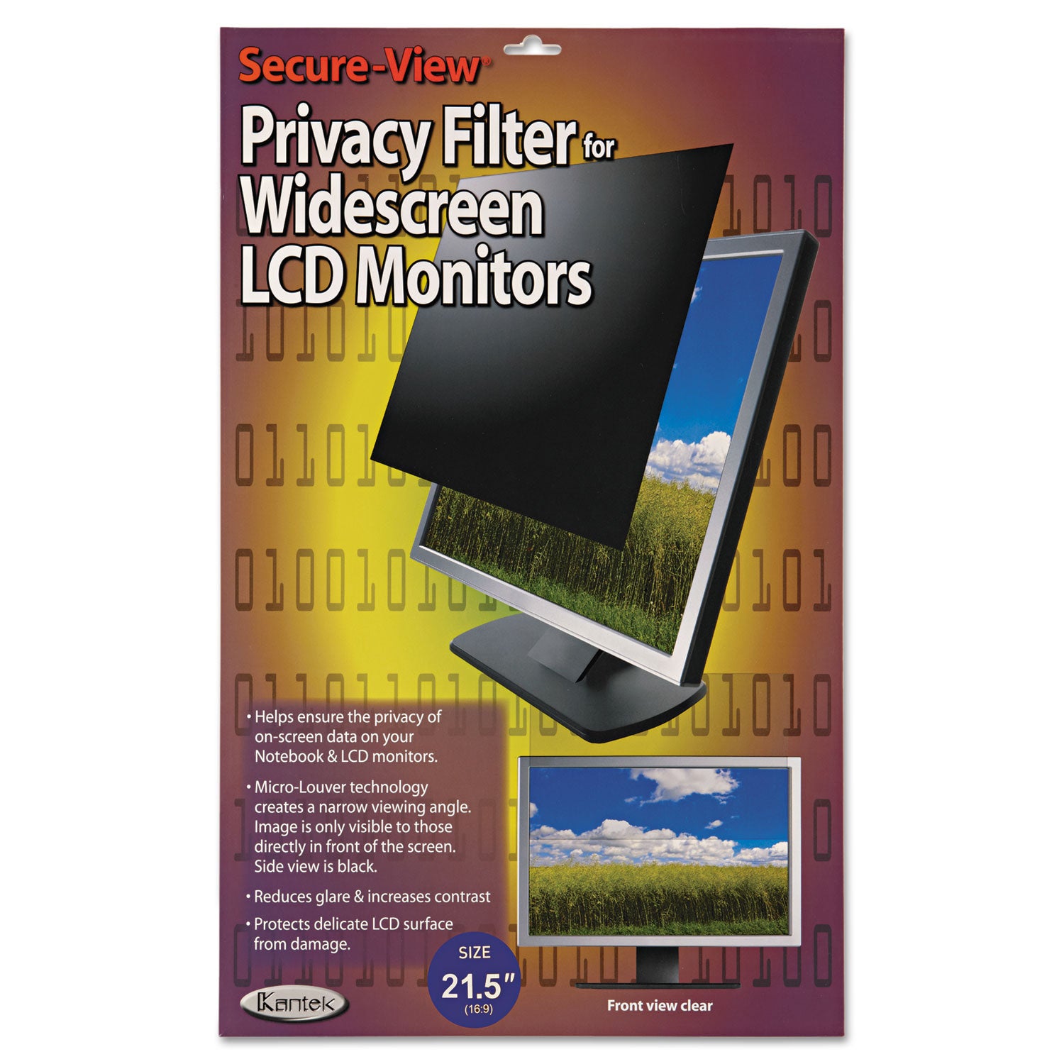 Secure View LCD Monitor Privacy Filter for 21.5" Widescreen Flat Panel Monitor, 16:9 Aspect Ratio -