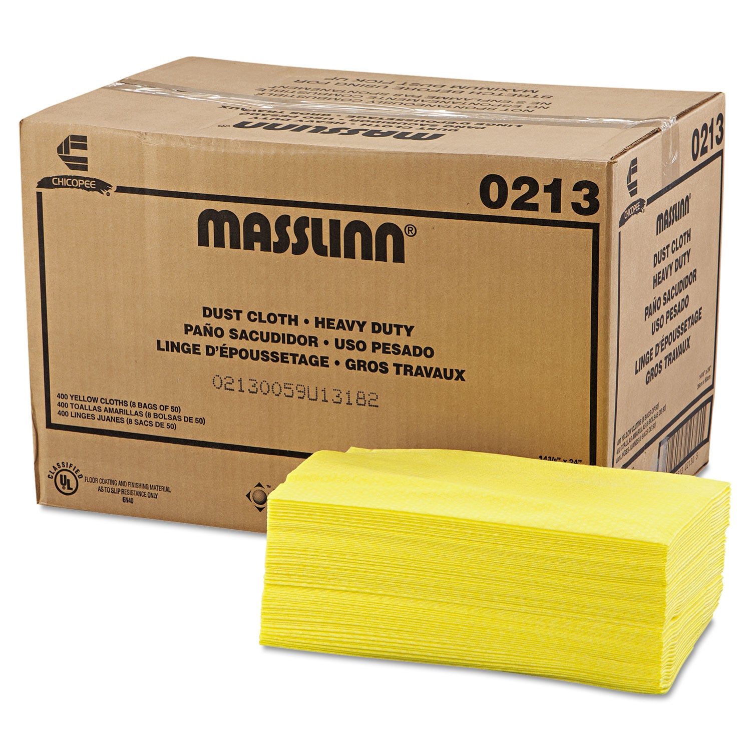 Masslinn Dust Cloths, 1-Ply, 16 x 24, Unscented, Yellow, 50/Pack, 8 Packs/Carton -