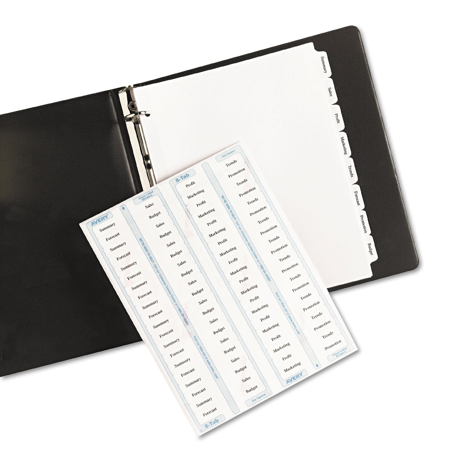 Print and Apply Index Maker Clear Label Dividers, Copiers, 8-Tab, 11 x 8.5, White, 5 Sets -