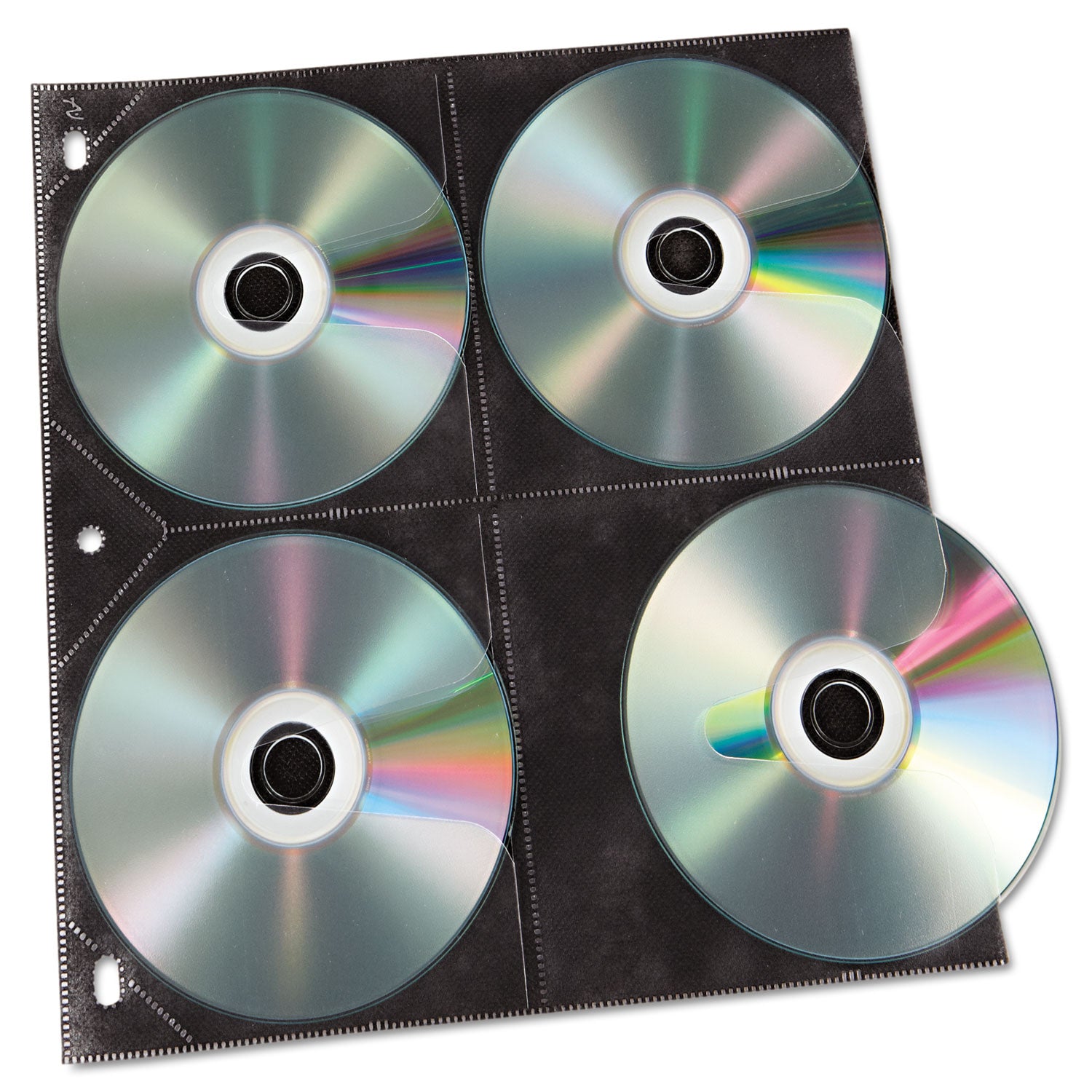 Two-Sided CD Refill Pages for Three-Ring Binder, 8 Disc Capacity, Clear/Black, 50/Pack -