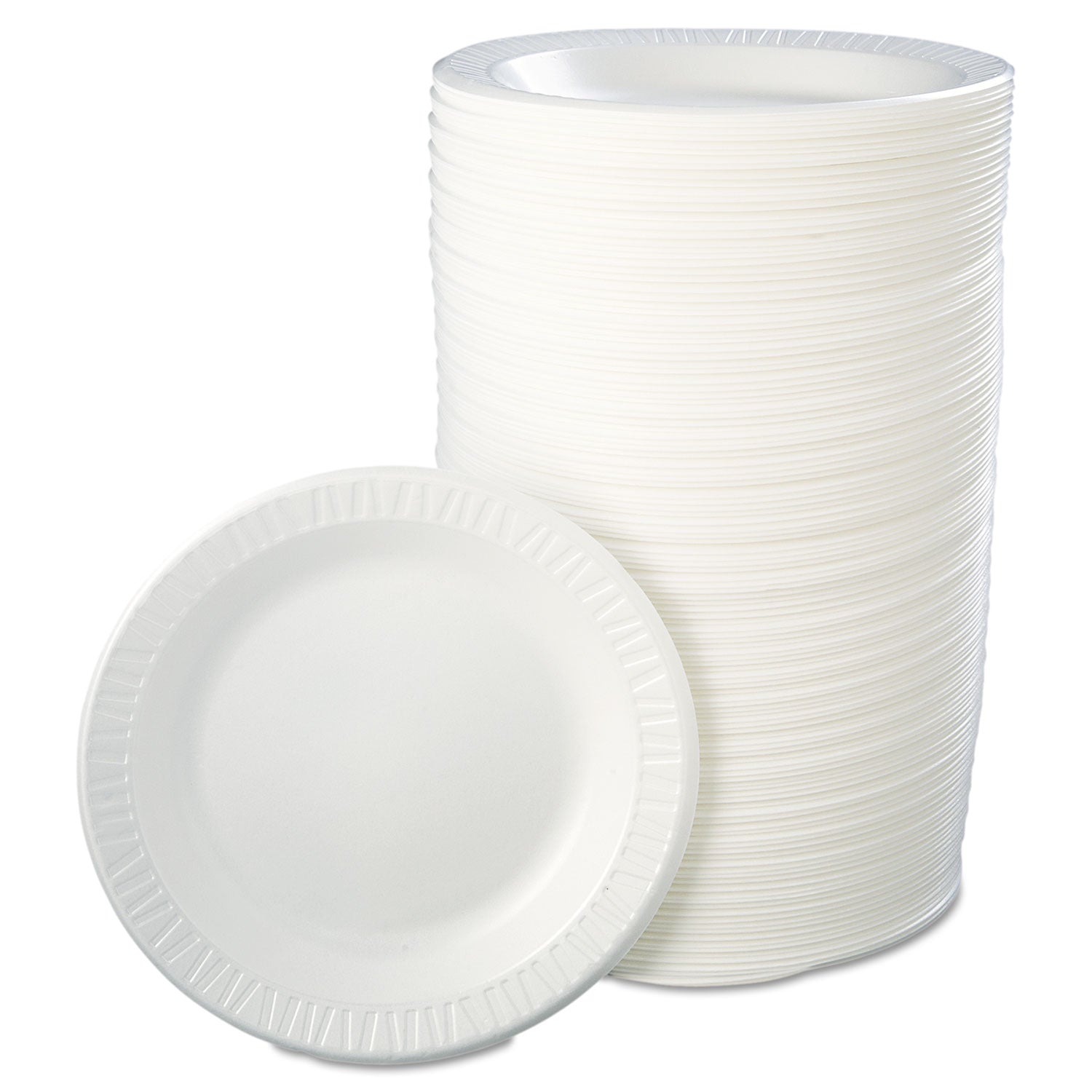 Quiet Classic Laminated Foam Dinnerware, Plate, 10.25" dia, White, 125/Pack, 4 Packs/Carton -