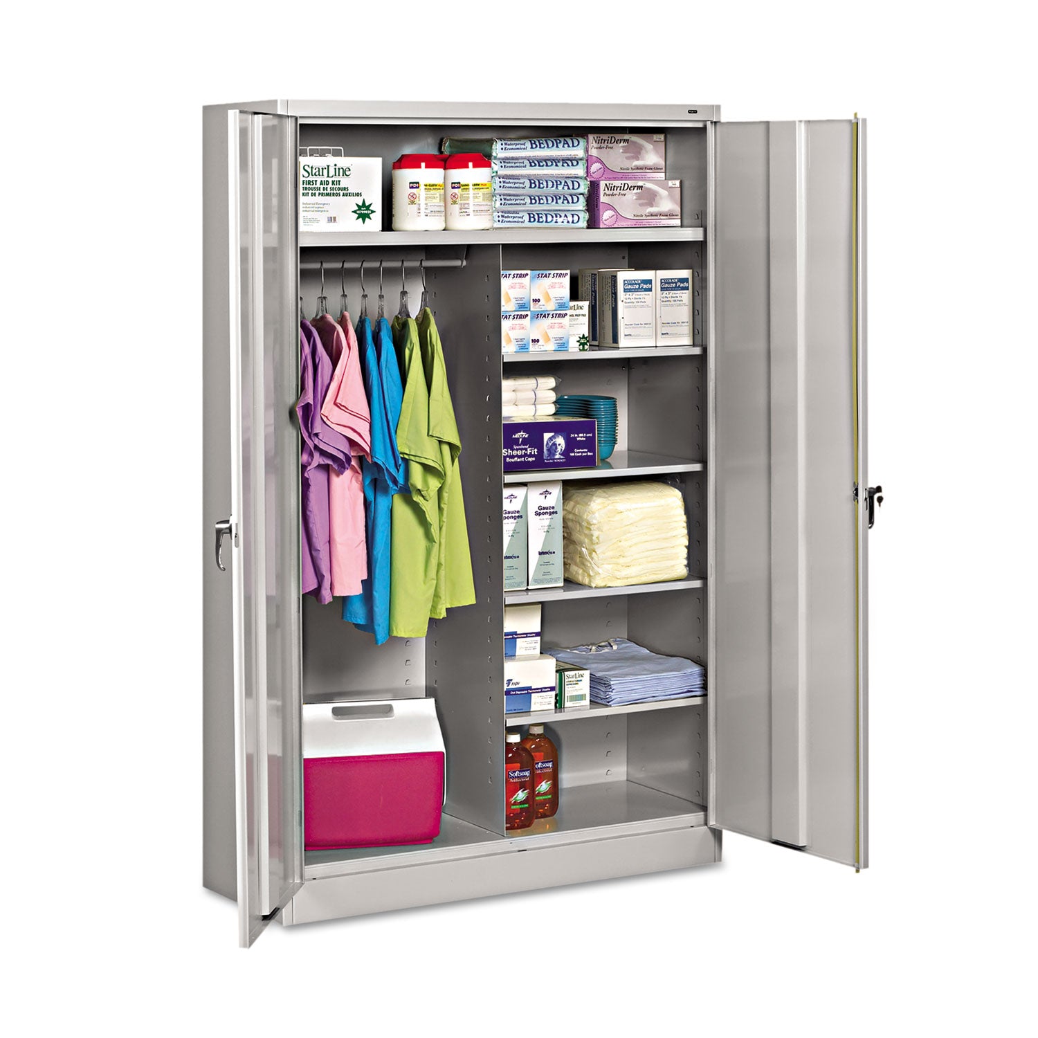 Jumbo Combination Steel Storage Cabinet, 48w x 24d x 78h, Light Gray -