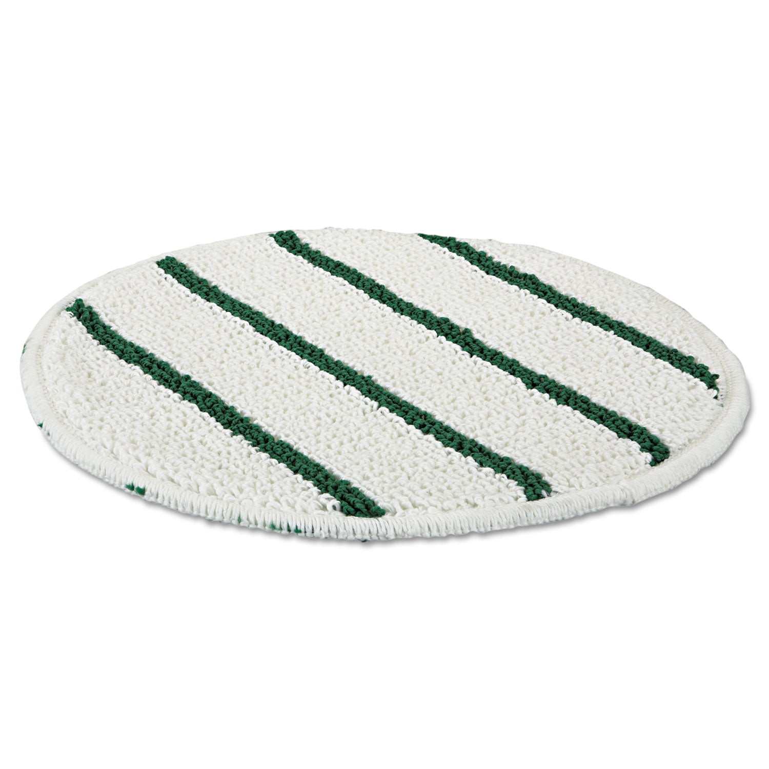 Low Profile Scrub-Strip Carpet Bonnet, 19" Diameter, White/Green, 5/Carton -