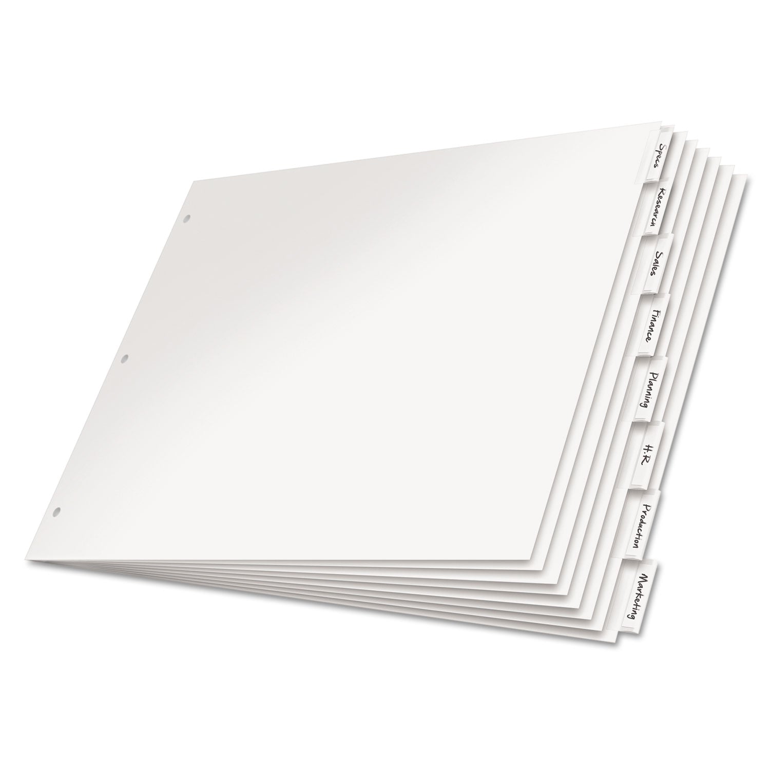 Paper Insertable Dividers, 8-Tab, 11 x 17, White, Clear Tabs, 1 Set -