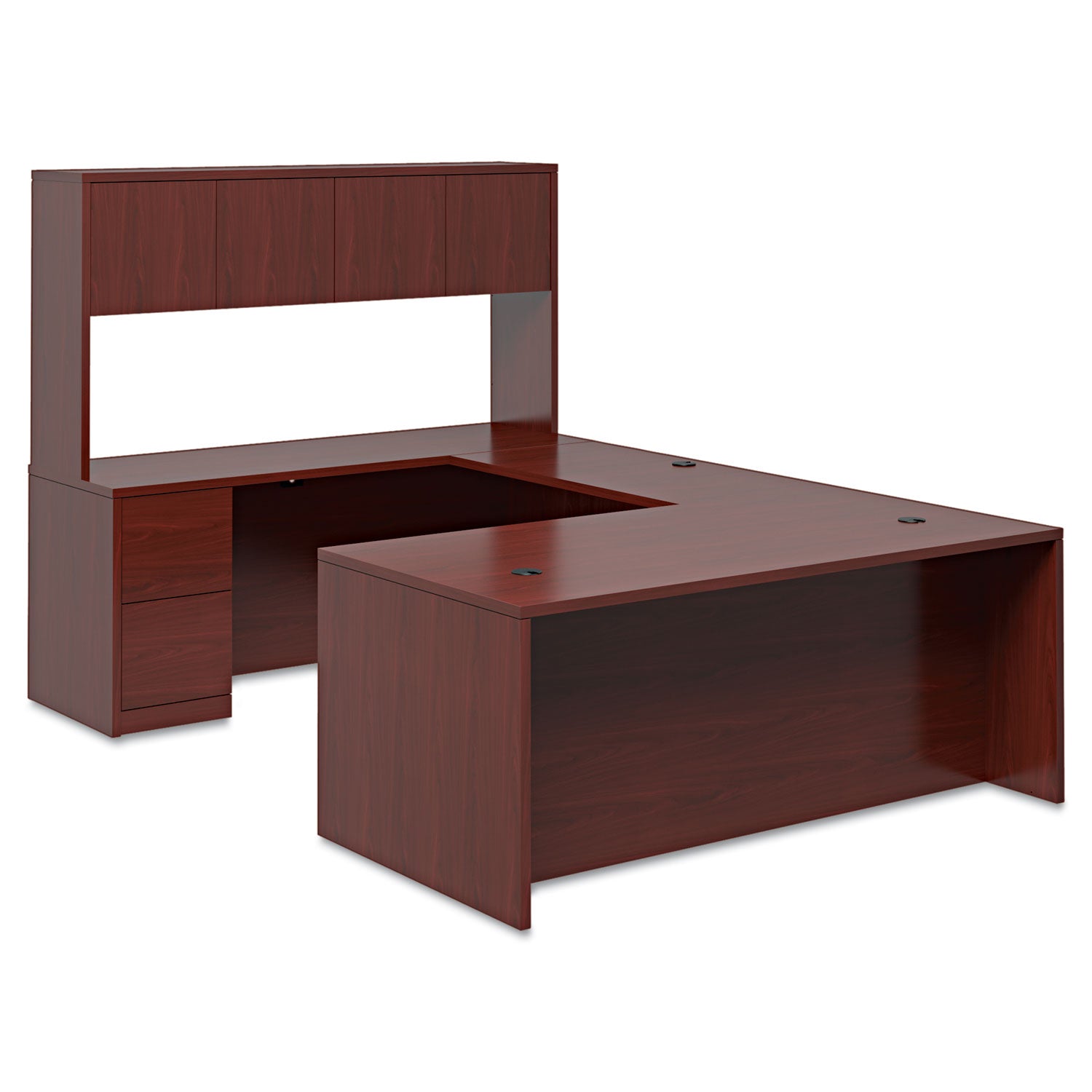 10500 Series "L" Workstation Right Pedestal Desk with Full-Height Pedestal, 72" x 36" x 29.5", Mahogany -
