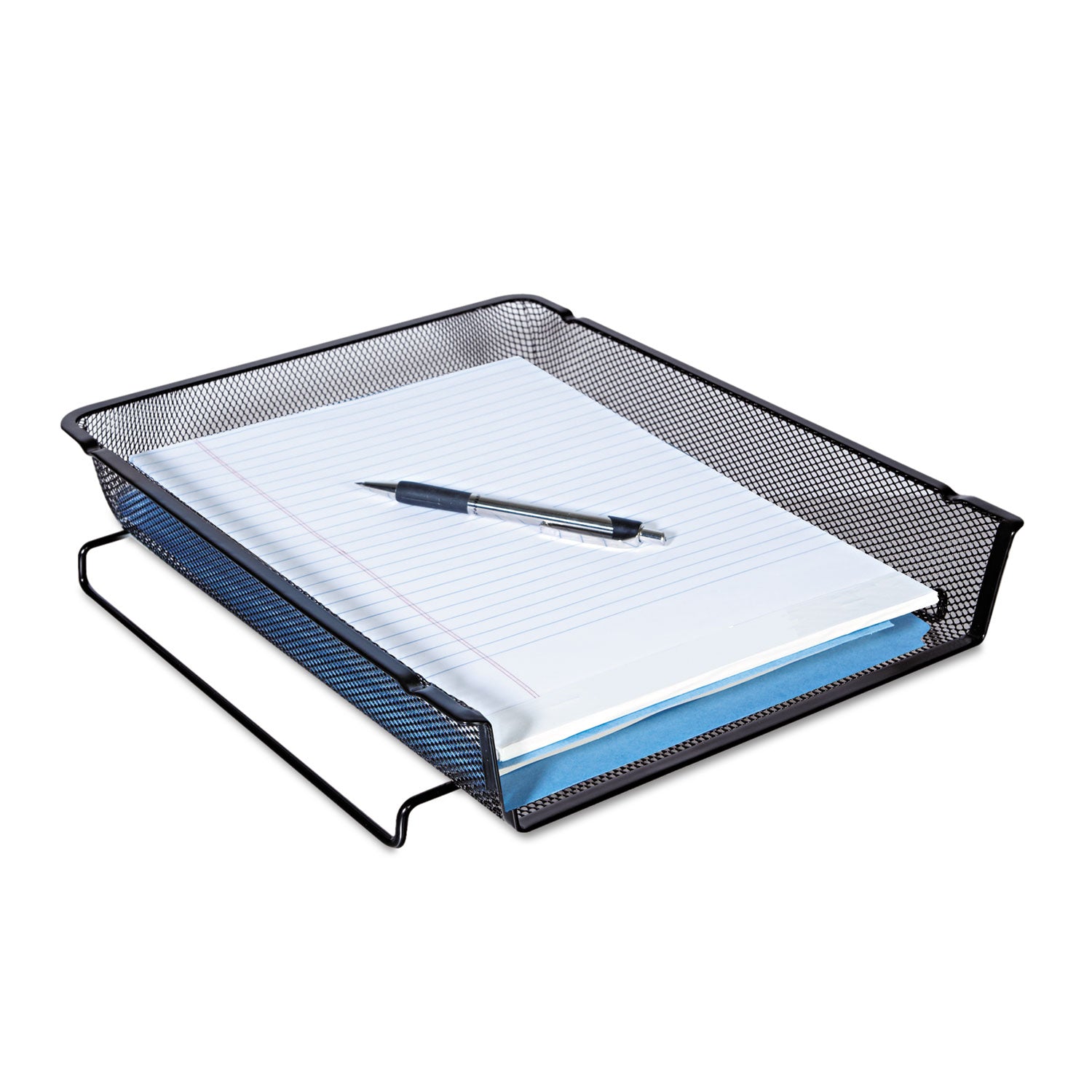 Deluxe Mesh Stackable Front Load Tray, 1 Section, Letter Size Files, 11.25" x 13" x 2.75", Black -