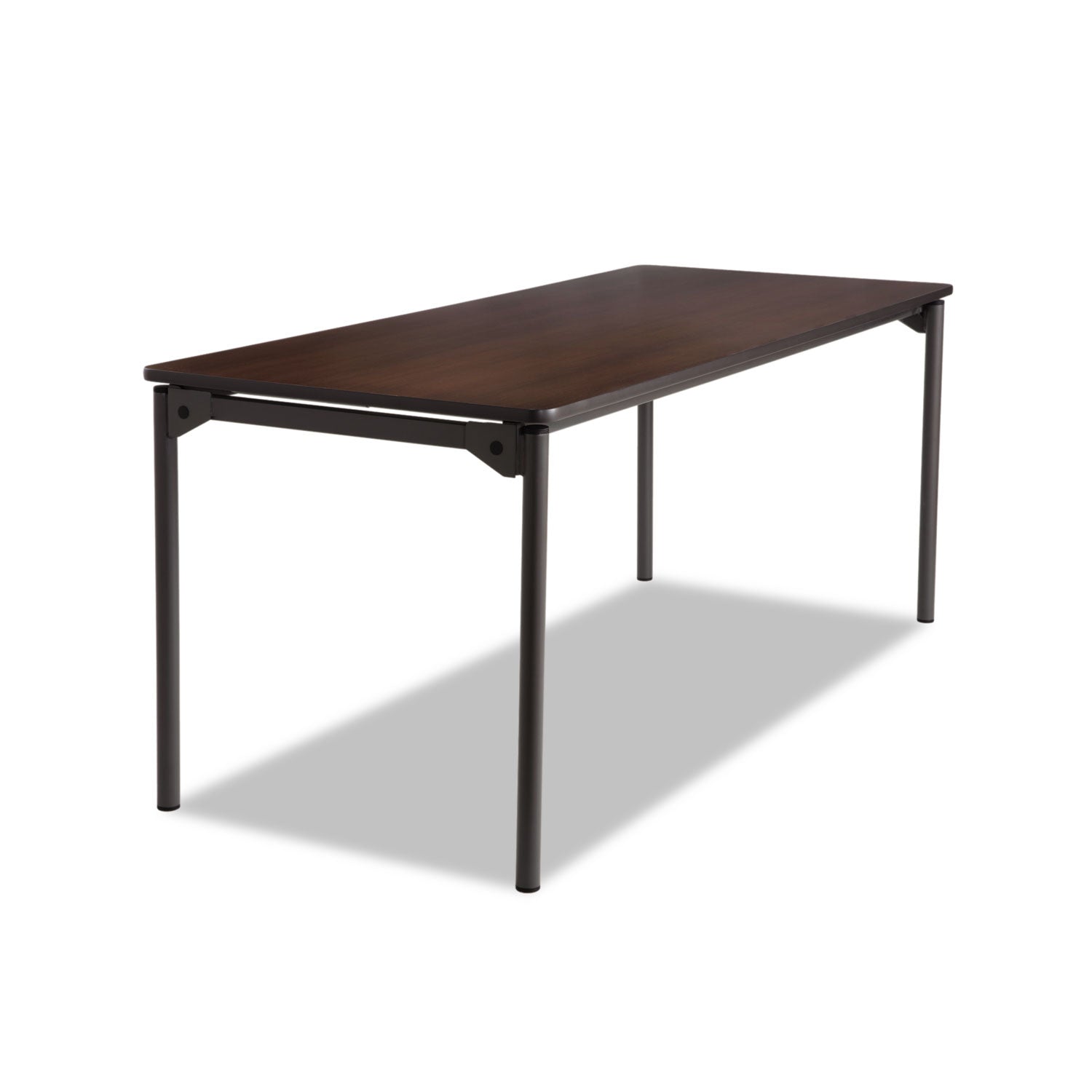 Maxx Legroom Wood Folding Table, Rectangular, 72" x 30" x 29.5", Walnut/Charcoal -
