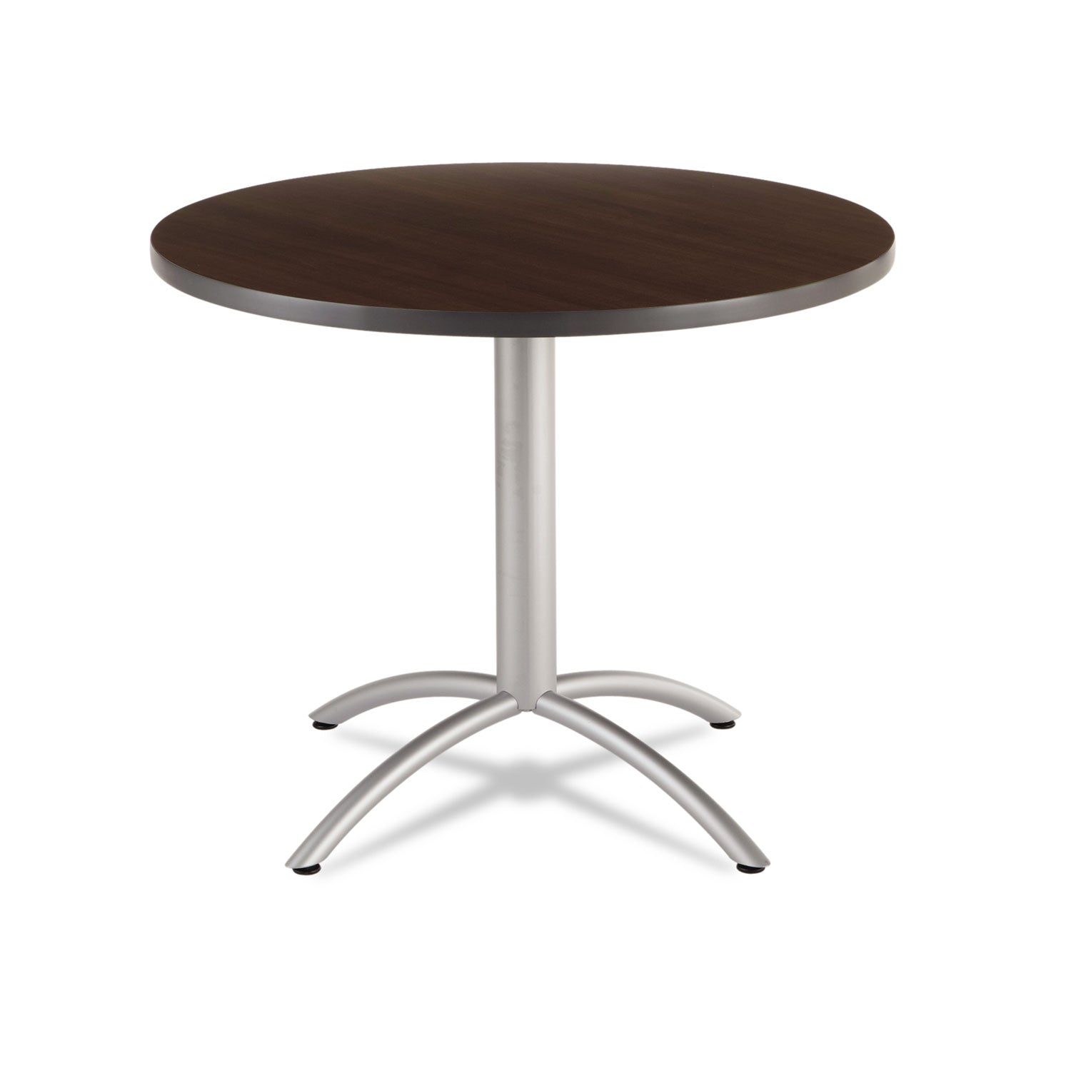 CafeWorks Table, Cafe-Height, Round, 36" x 30", Walnut/Silver -