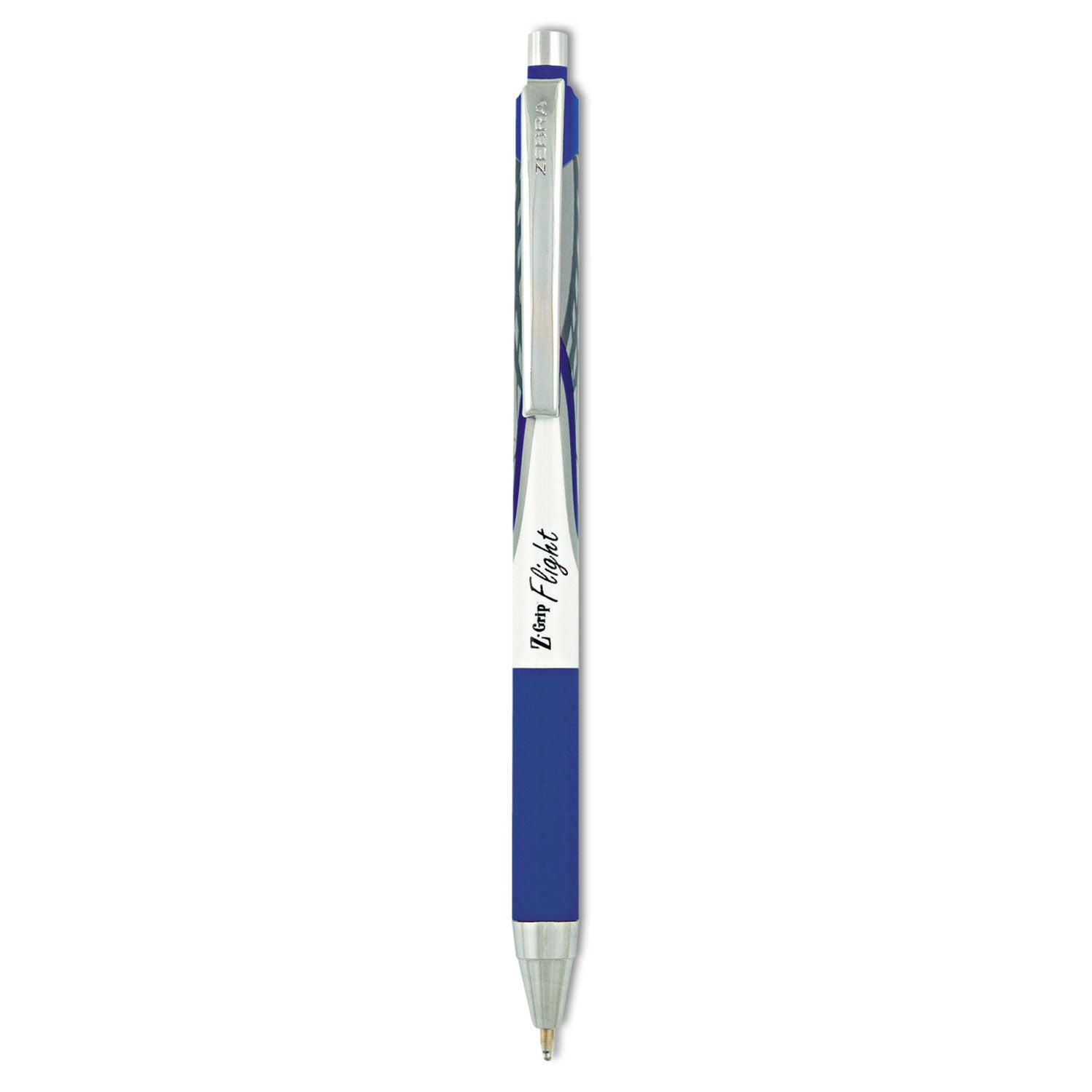 Z-Grip Flight Ballpoint Pen, Retractable, Bold 1.2 mm, Blue Ink, Black/Blue/White Barrel, 12/Pack -