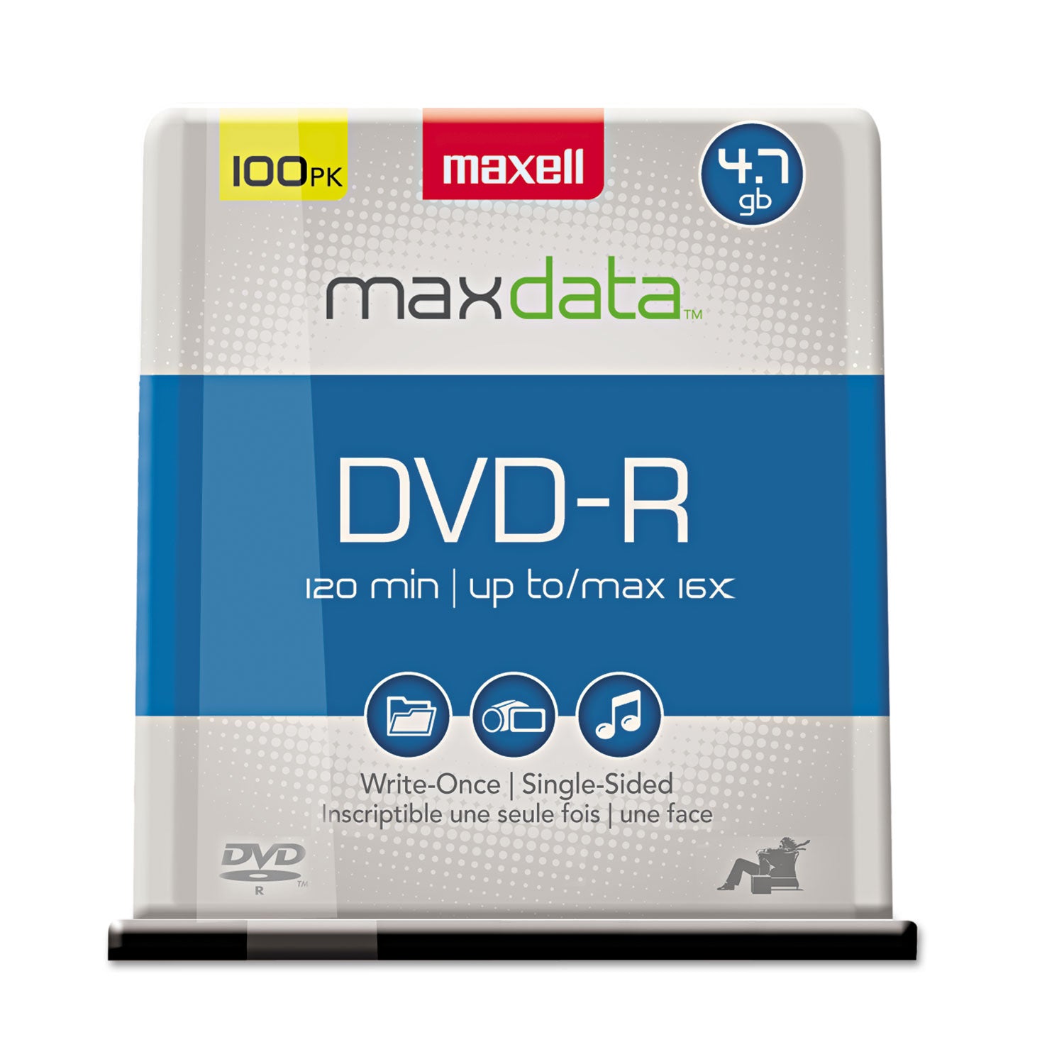 DVD-R Recordable Disc, 4.7 GB, 16x, Spindle, Gold, 100/Pack -