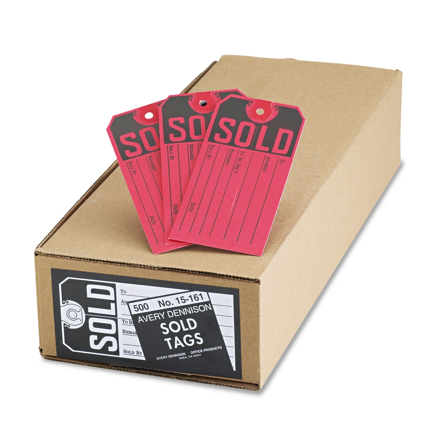 Sold Tags, Paper, 4.75 x 2.38, Red/Black, 500/Box -