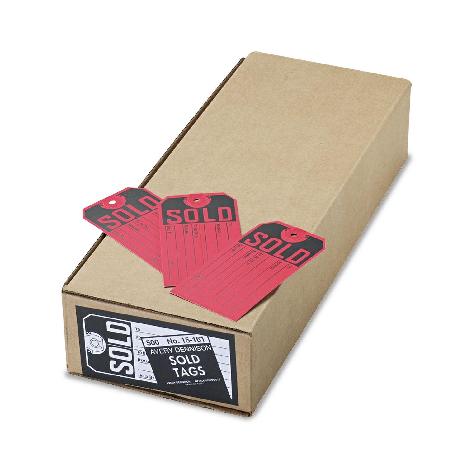 Sold Tags, Paper, 4.75 x 2.38, Red/Black, 500/Box -
