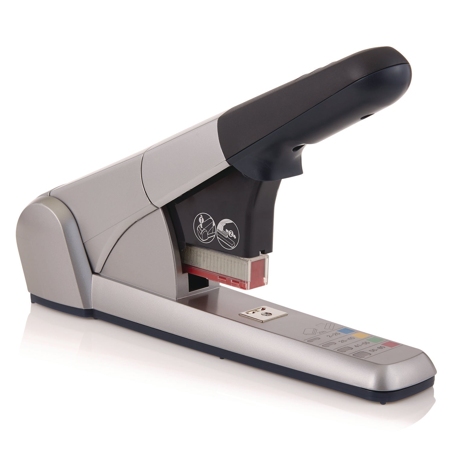 Heavy-Duty Cartridge Stapler, 80-Sheet Capacity, Silver - 1