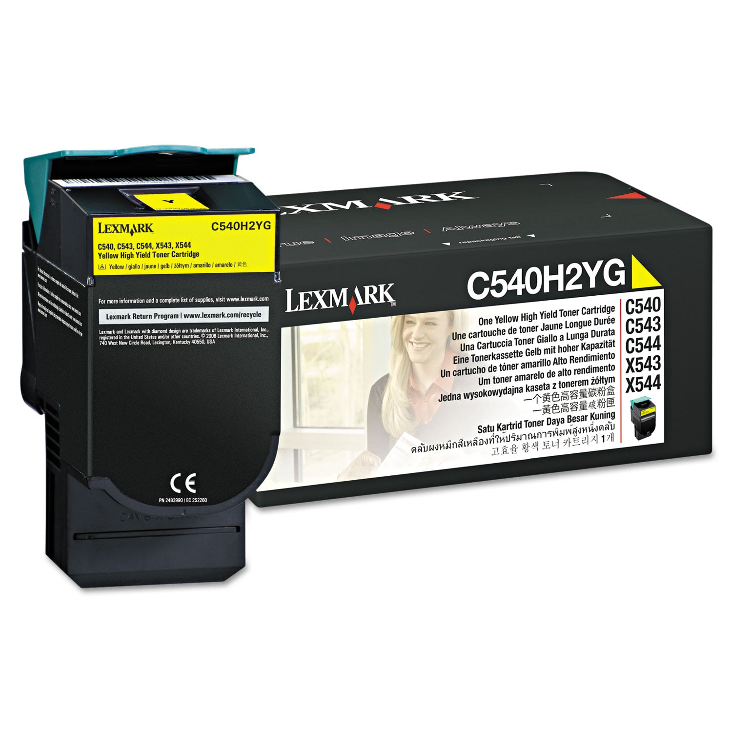 C540H2YG High-Yield Toner, 2,000 Page-Yield, Yellow -