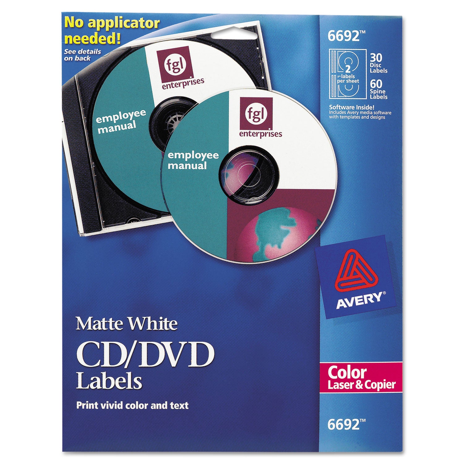 Laser CD Labels, Matte White, 30/Pack -