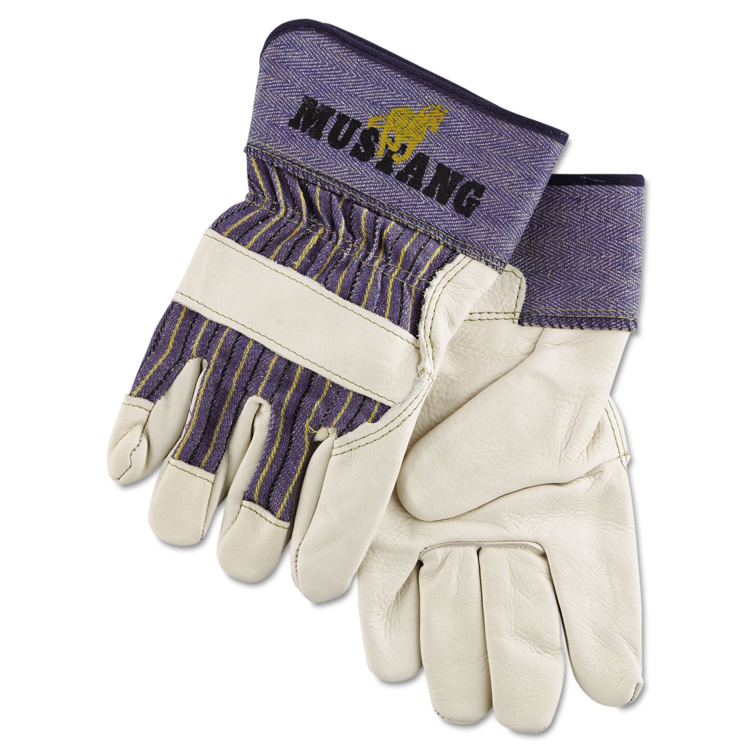 Mustang Leather Palm Gloves, Blue/Cream, X-Large, Dozen -