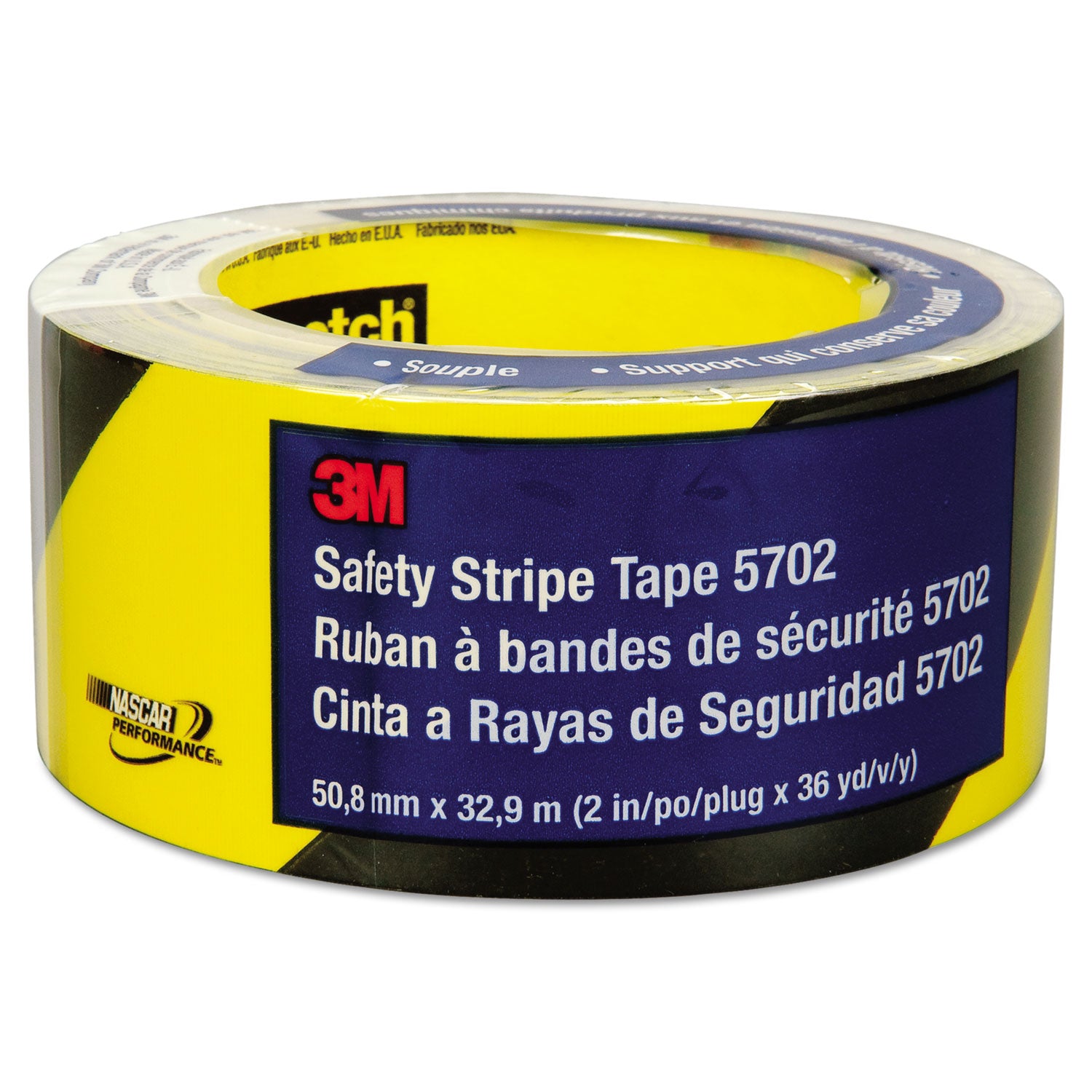 Safety Stripe Tape, 2" x 108 ft, Black/Yellow -