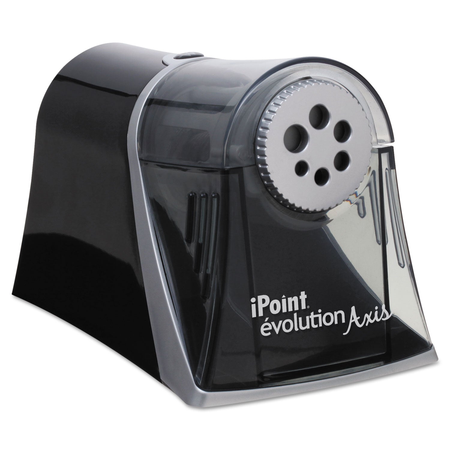 iPoint Evolution Axis Pencil Sharpener, AC-Powered, 5 x 7.5 x 7.25, Black/Silver -