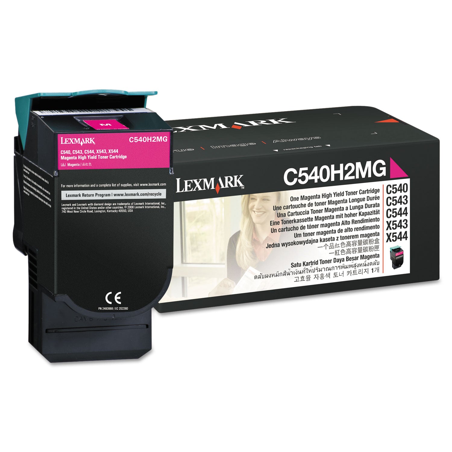 C540H2MG High-Yield Toner, 2,000 Page-Yield, Magenta -