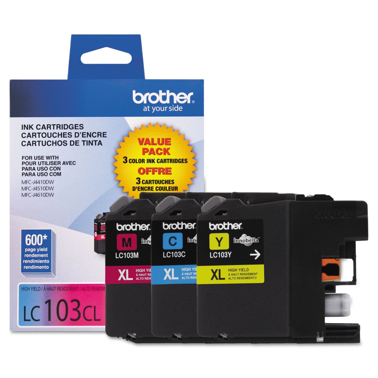 LC1033PKS Innobella High-Yield Ink, 600 Page-Yield, Cyan/Magenta/Yellow -