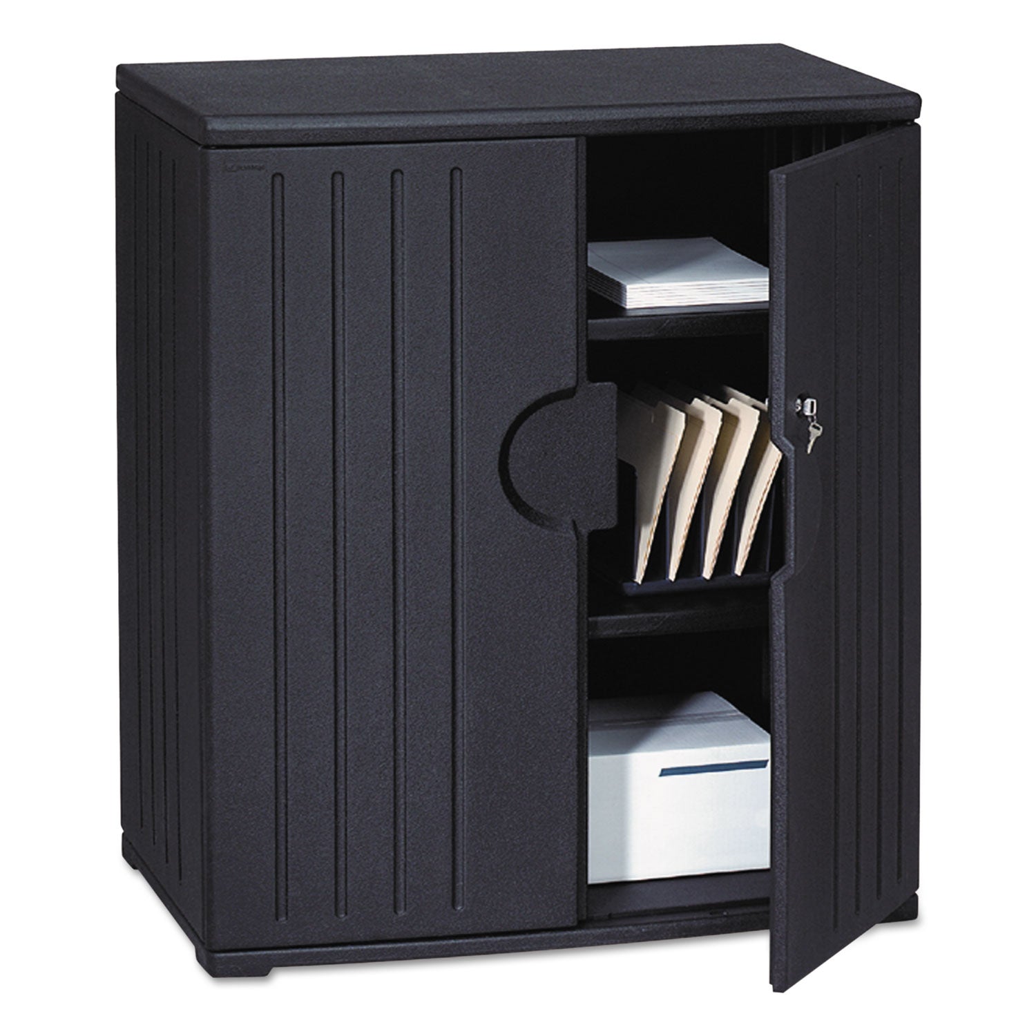 Rough n Ready Storage Cabinet, Two-Shelf, 36w x 22d x 46h, Black -