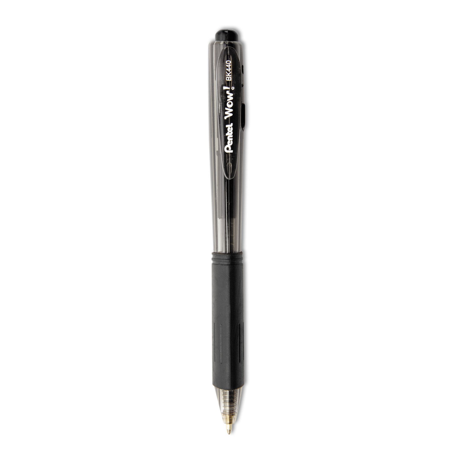 WOW! Ballpoint Pen Value Pack, Retractable, Medium 1 mm, Black Ink, Smoke/Black Barrel, 36/Pack -
