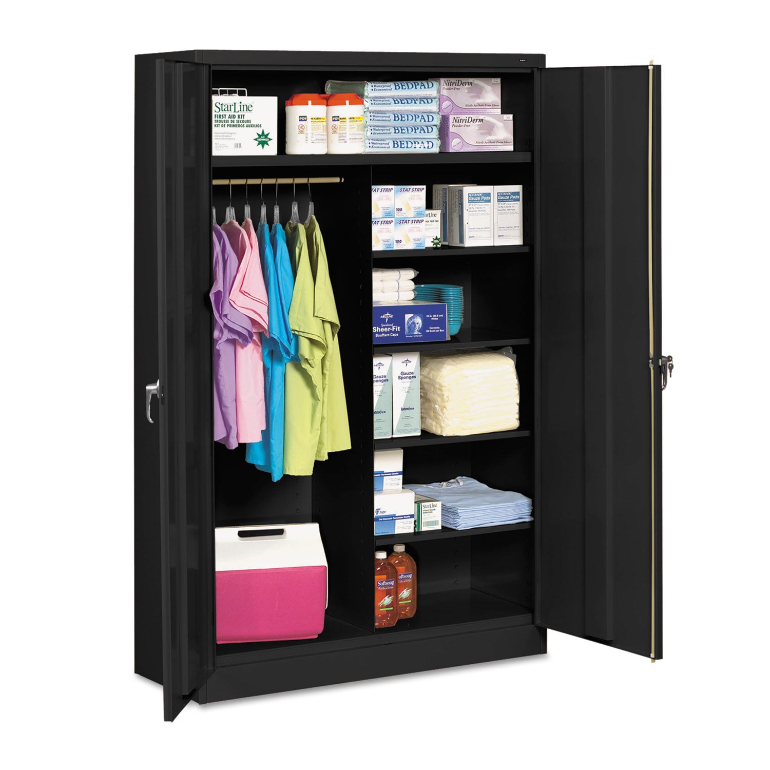 Jumbo Combination Steel Storage Cabinet, 48w x 24d x 78h, Black -