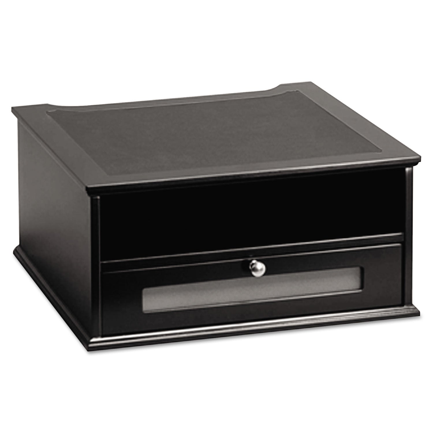 Midnight Black Collection Monitor Riser, 13" x 13" x 6.5", Black, Supports 50 lbs -