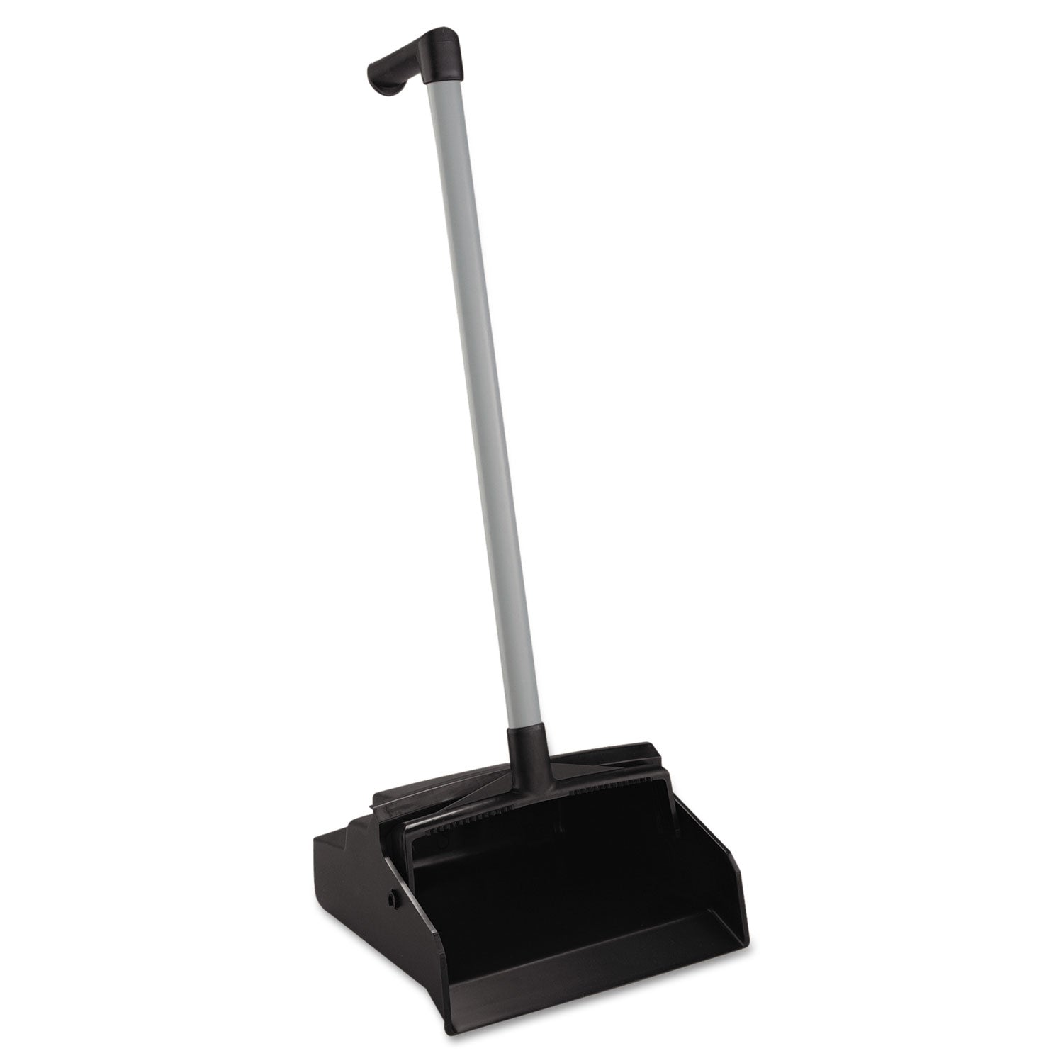LobbyMaster Plastic Lobby Dustpan, 12w x 32h, Plastic, Black Pan/White Handle, 6/Carton -