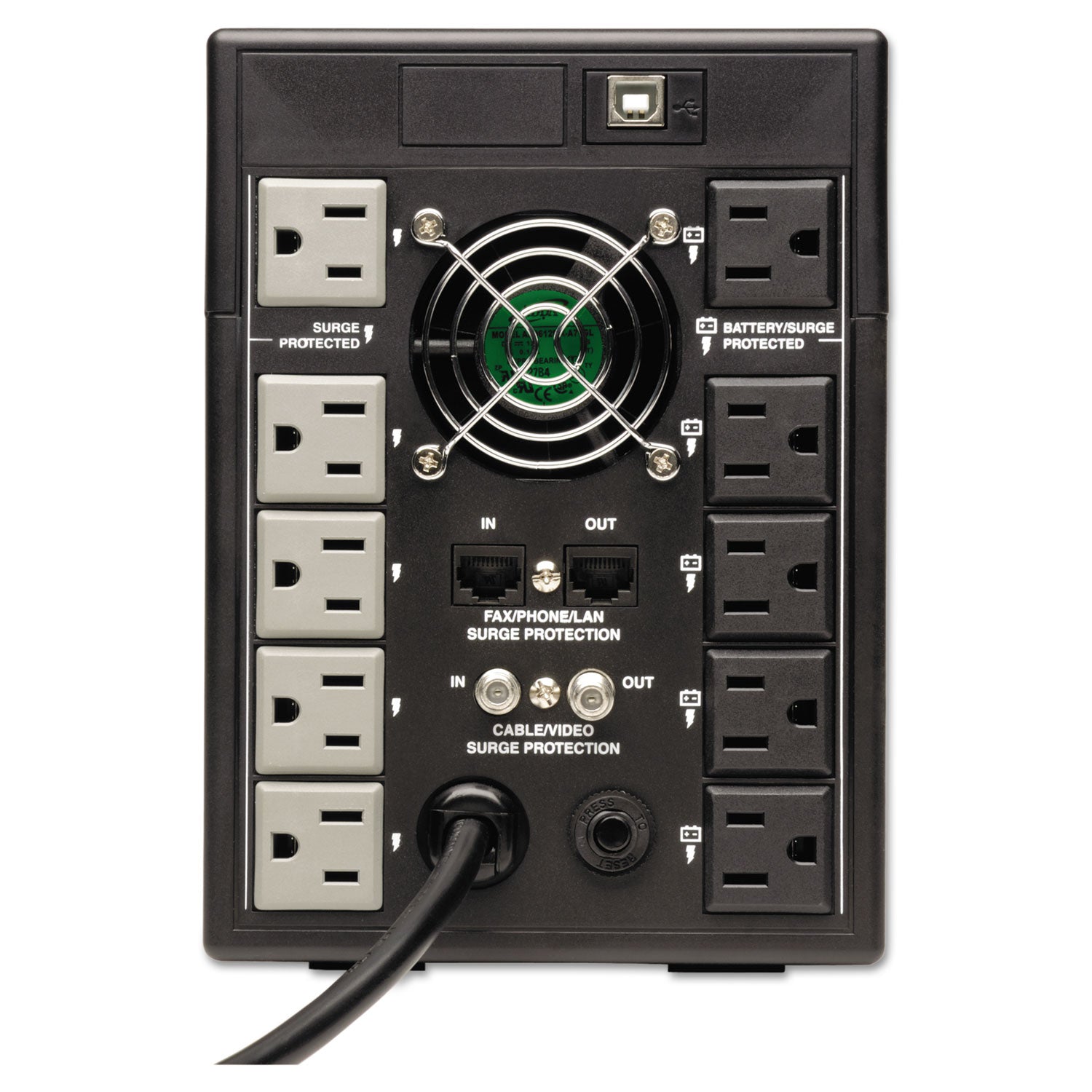 SmartPro LCD Line-Interactive UPS AVR Tower, 10 Outlets, 1,500 VA, 650 J -