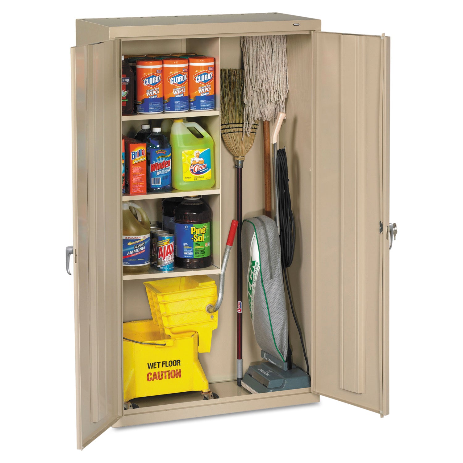 Janitorial Cabinet, 36w x 18d x 64h, Putty -