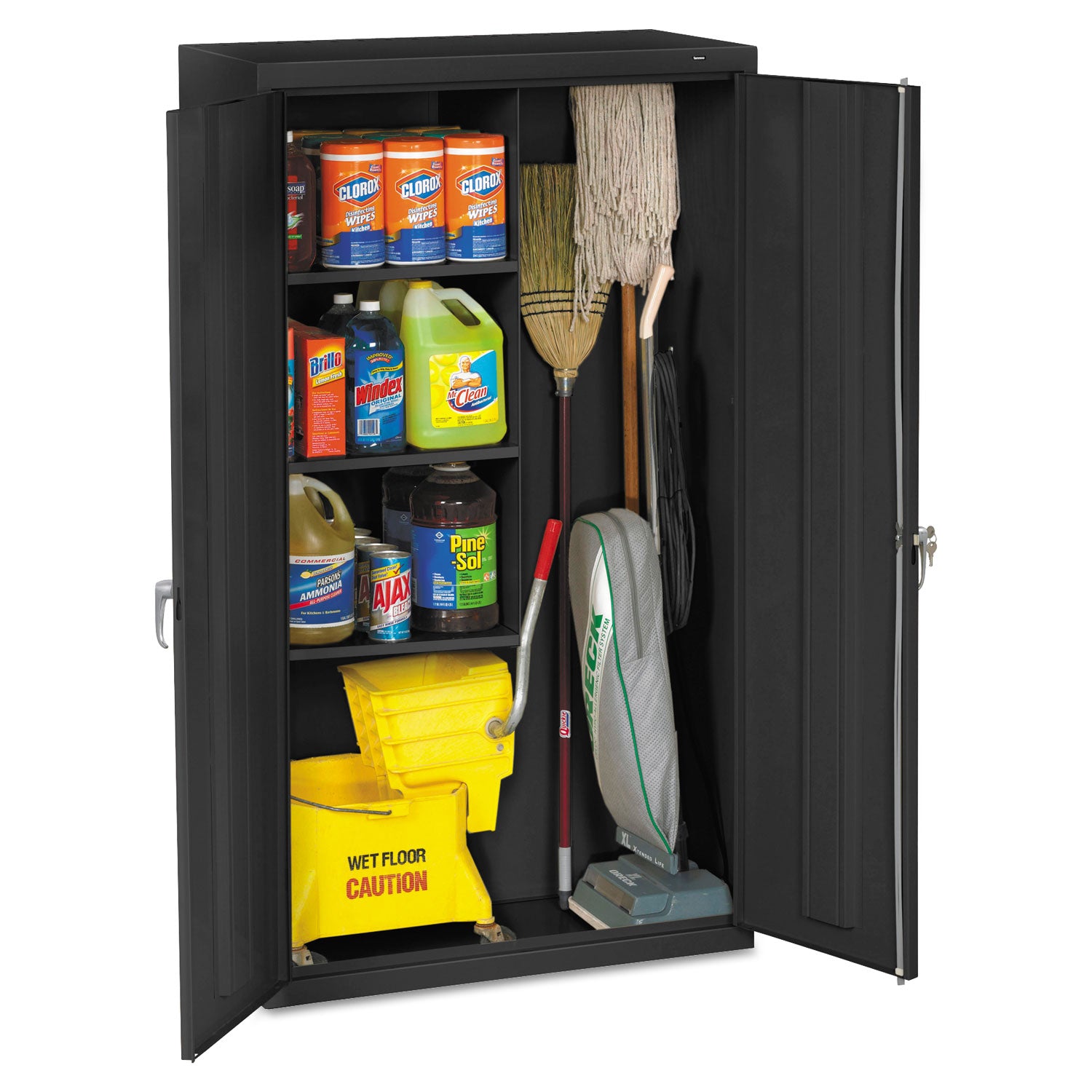 Janitorial Cabinet, 36w x 18d x 64h, Black -