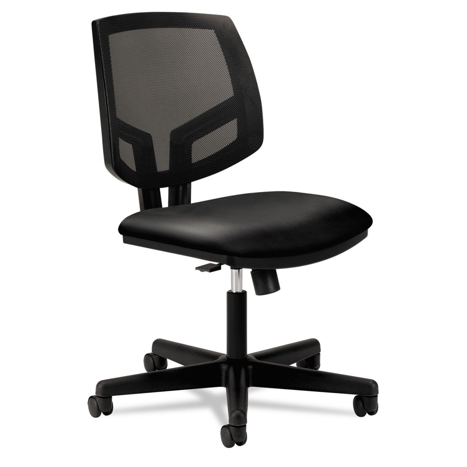 Volt Series Mesh Back Leather Task Chair with Synchro-Tilt, Supports Up to 250 lb, 18.13" to 22.38" Seat Height, Black -
