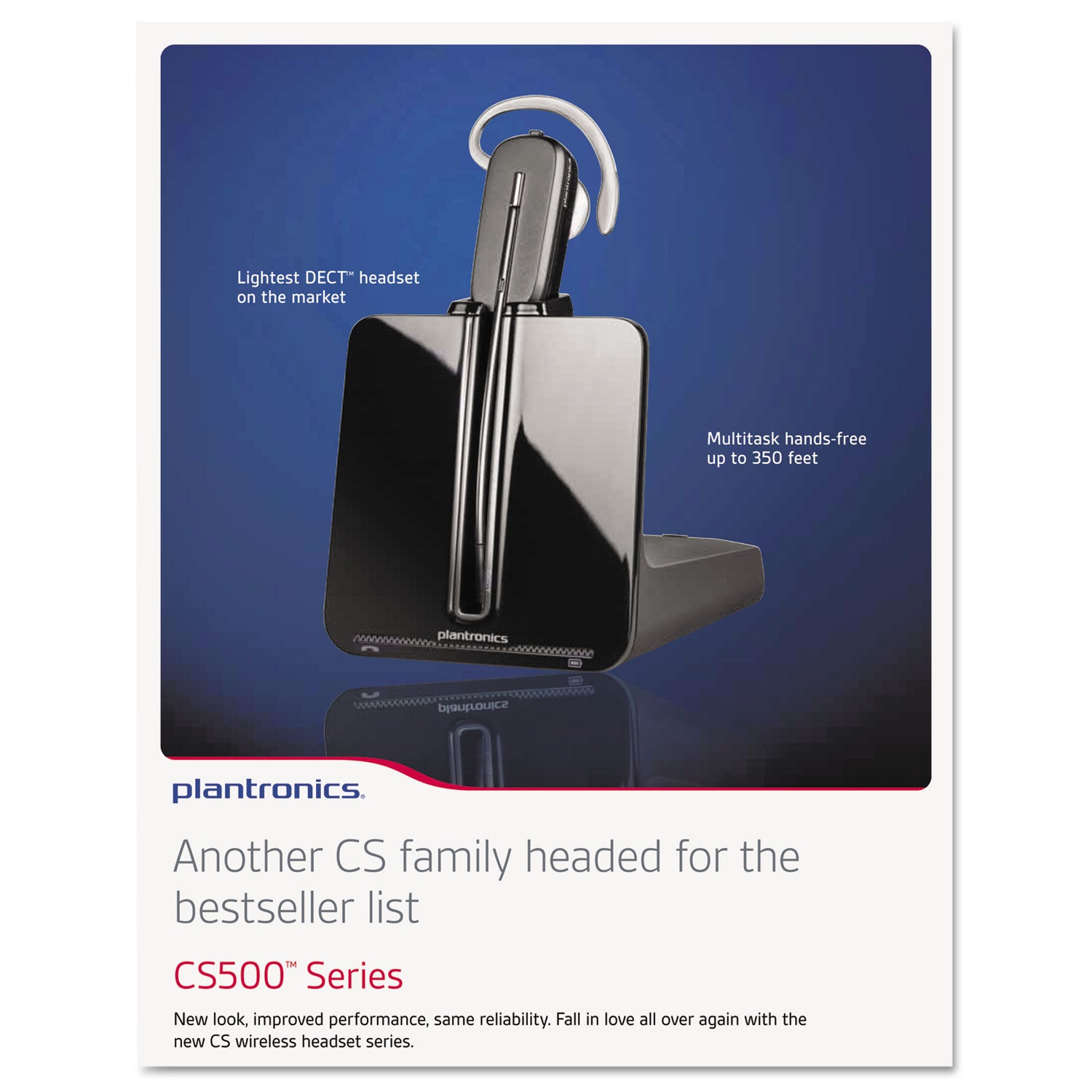 CS540 Monaural Convertible Wireless Headset, Black -