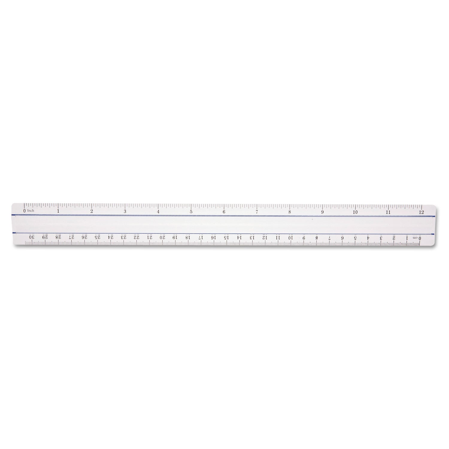 12" Magnifying Ruler, Standard/Metric, Plastic, Clear -